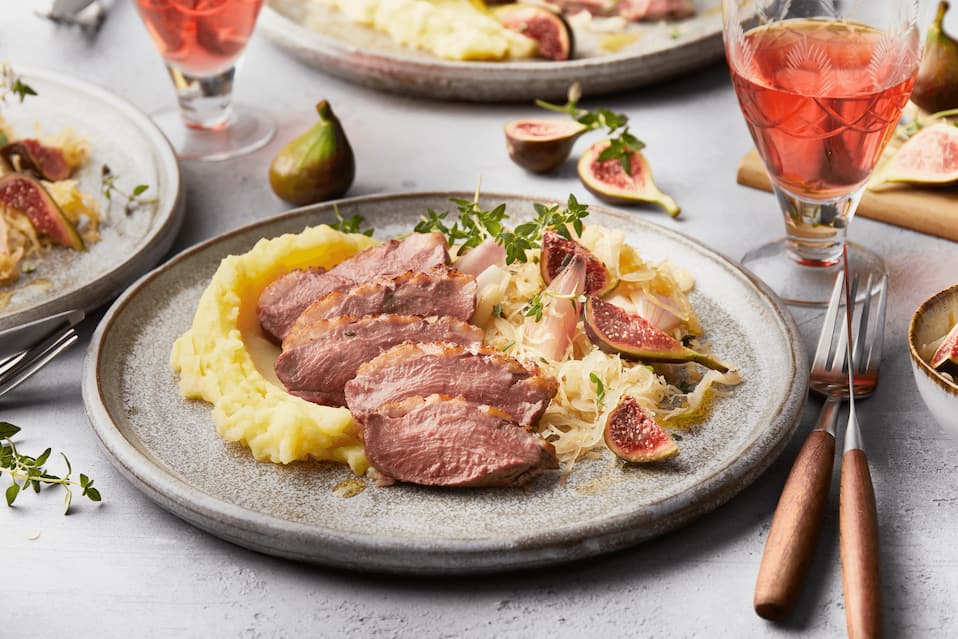 Entenbrust mit karamellisiertem Sauerkraut