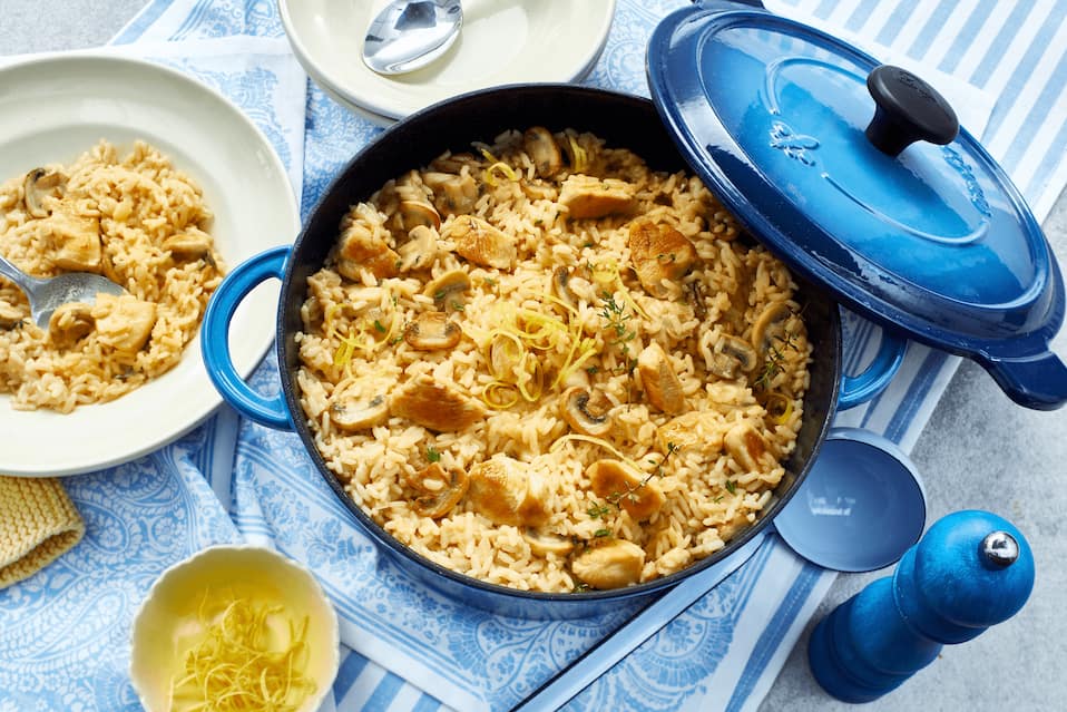 One Pot Hähnchen-Reis mit Pilzen