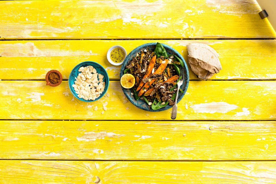 Orientalischer Linsensalat mit Rinderhüftsteak