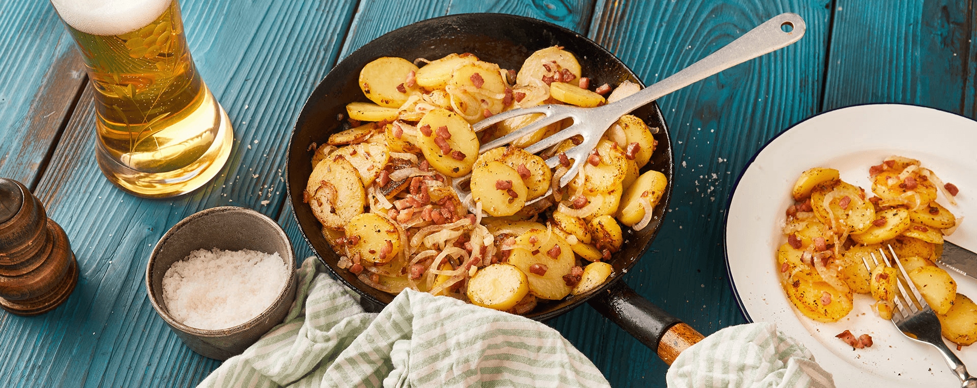 Bratkartoffeln von rohen Kartoffeln