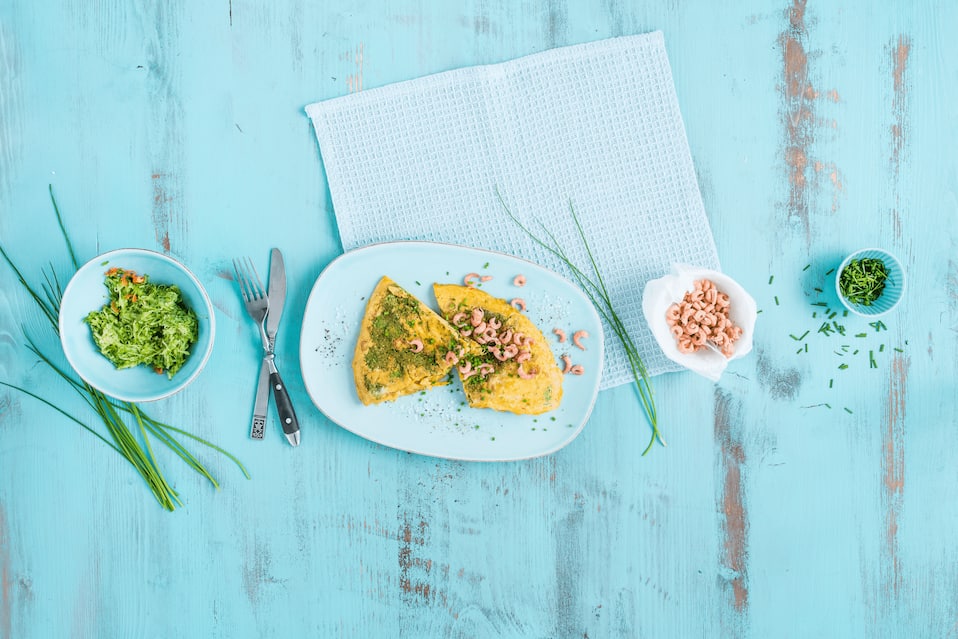 Krabben-Omelette mit Zucchini und Curry