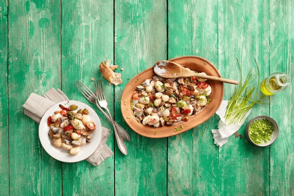 Vegetarische Gnocchi-Pfanne mit buntem Gemüse