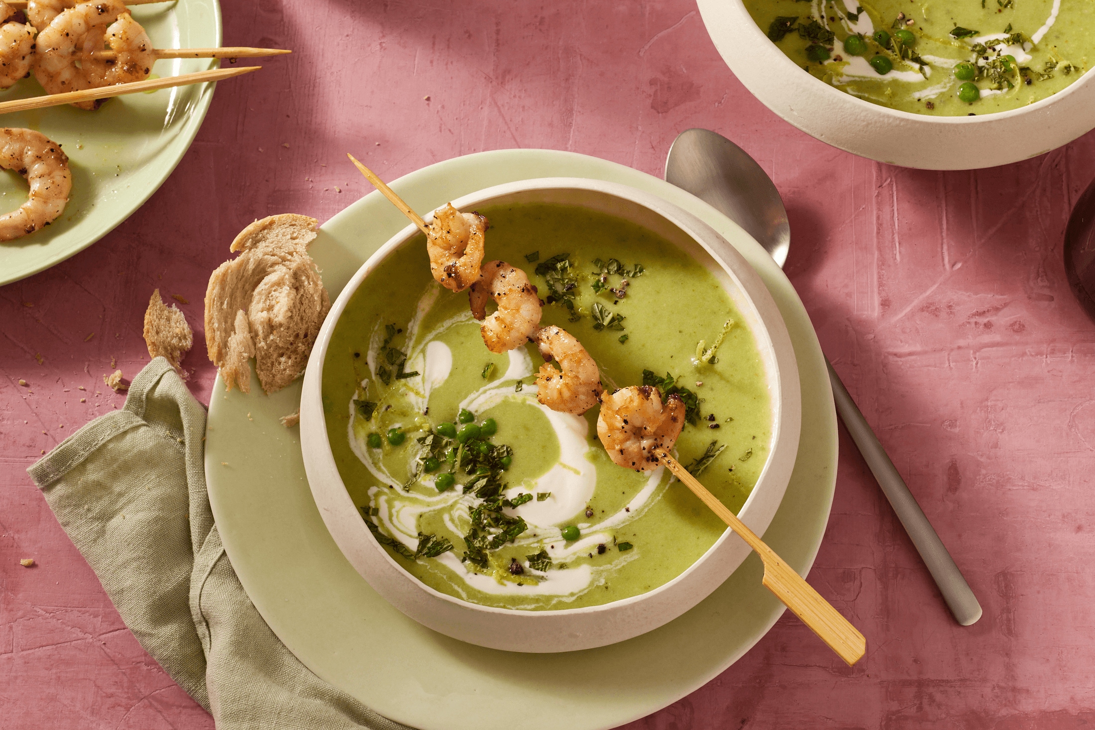 Erbsensuppe Mit Garnelenspieß Rezept - REWE.de